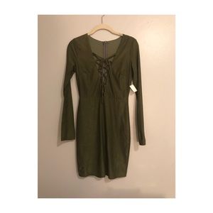 Olive green body hugging dress